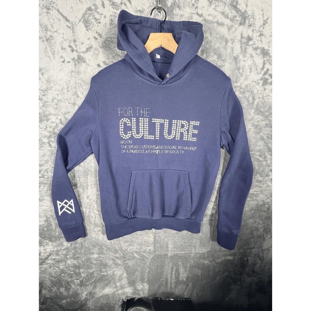 Real Artistic People Mens Hoodie Pullover M Navy Blue For The Culture Rhinestone